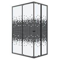 Душевое ограждение Niagara Eco NG-1018-14QBLACK (100х80х190) прямоугольник,раздвижное,черный,стекло мозаика,1 место