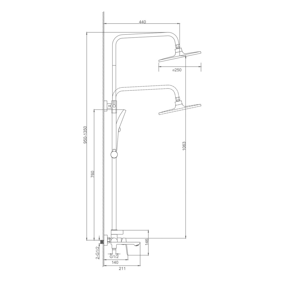 Душевая система Splenka для ванны и душа S41.24 Хром