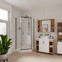 Душевое ограждение Niagara Nova NG-6805-08ВLACK (90х90х195) трапеция,черный,дверь распашная,стекло прозрачное,1 место