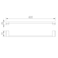 AQM7303GM Tivoli Держатель банного полотенца 600мм, металл