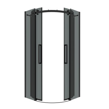 Душевое ограждение Grossman Classic 301.K33.04.1010.21.10 (100х100х195) четверть круга,раздвижная,черный матовый,стекло тонированное,1 место
