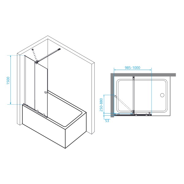 Шторка на ванну RGW SC-46 (Прозрачное, 1000)