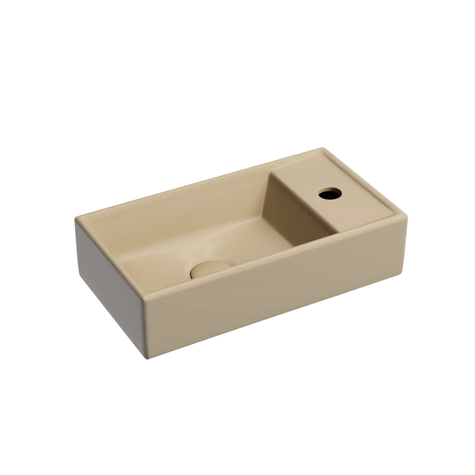 Умывальник подвесной прямоугольный (чаша слева, отверстие под смеситель справа) цвет капучино матовый Element 407x217x100