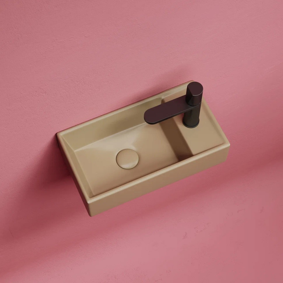 Умывальник подвесной прямоугольный (чаша слева, отверстие под смеситель справа) цвет капучино матовый Element 407x217x100