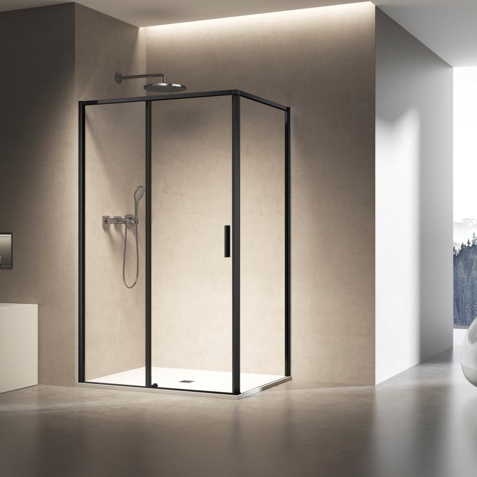 Душевой уголок Slim 8mm VSR-6SL8013CLB, 1300*800, черный, стекло прозрачное