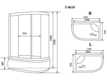 Timo Standart Т-6610 Silver L душевая кабина 110*85*220, турецкая баня хамам