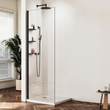 Душевая перегородка Волк-Ин (Walk-In) VSW-1HWS120CLB, 1200*2000, черный матовый, стекло прозрачное
