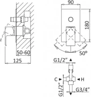 Встраиваемый смеситель для душа CEZARES PORTA-VDIM-SR