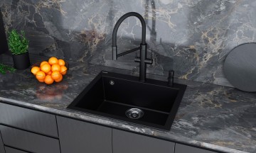 Мойка DEFINI 60, ULTRAGRANIT, PM836051-BLM, BLACK, 600х510 мм, Paulmark