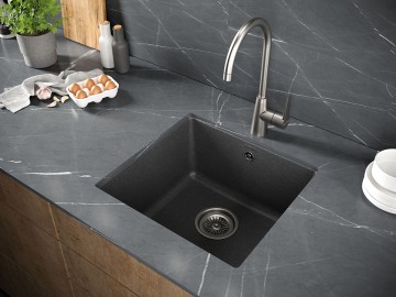 Мойка GERA 50, IT-GRANIT, PM104546-DG, графит, 445х460, подст. мон. Paulmark