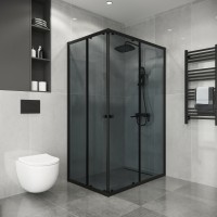 Душевое ограждение Niagara Eco NG-1018-14QT (100х80х190) прямоугольник,раздвижное,черный,стекло тонированное,1 место