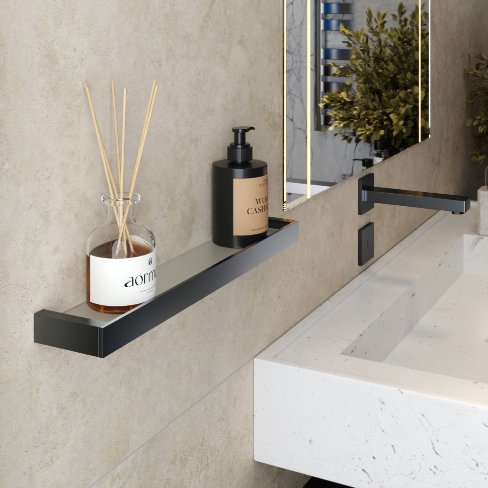 Полка в ванную стеклянная Timo Petruma 15272/18 черное золото