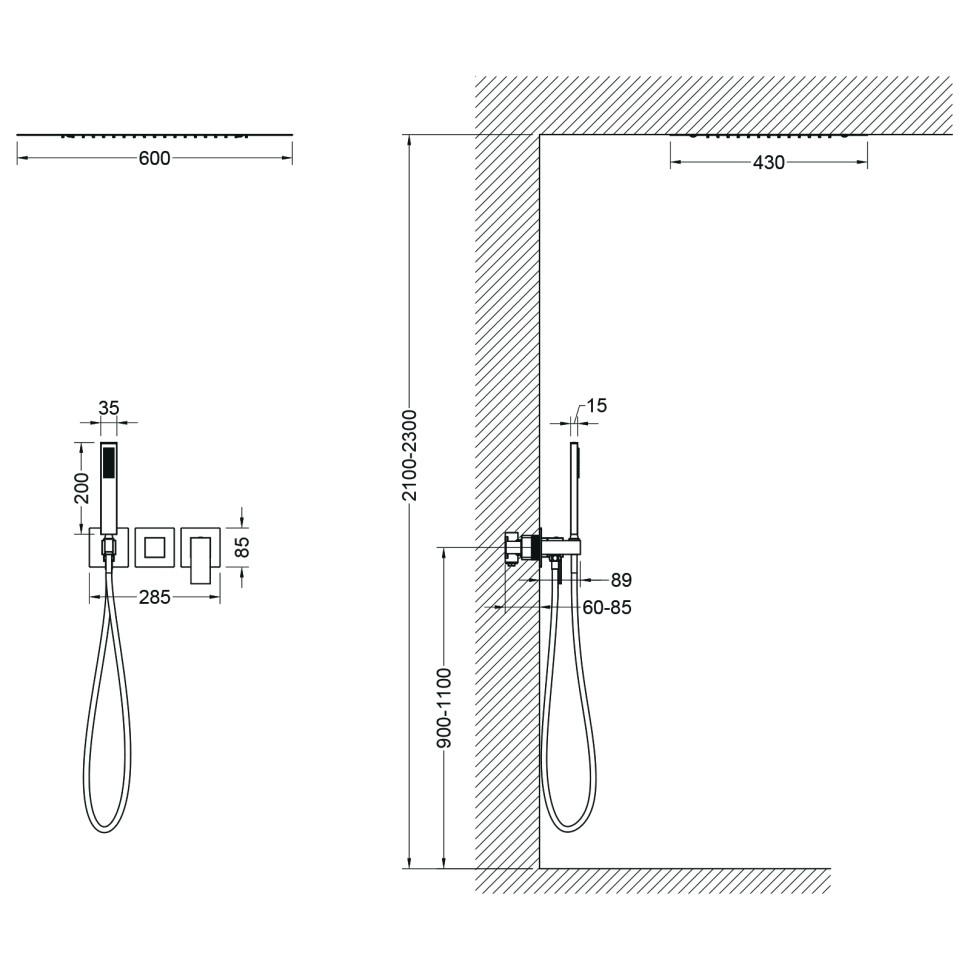 Душевая система встроенная Timo Selene SX-2129/03SM черный