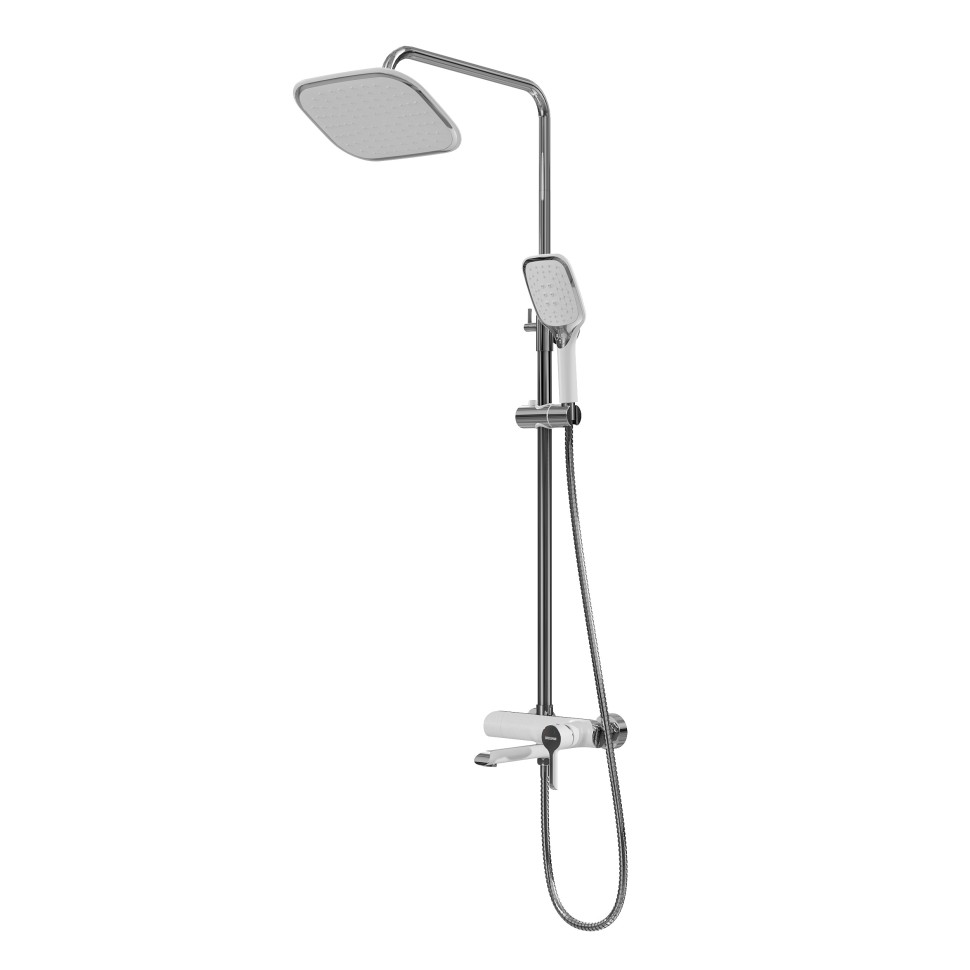 Душевая стойка Grossman Alba 500.K35.06.100/000 с верхним душем,ручной лейкой и смесителем,хром с белым,1 место