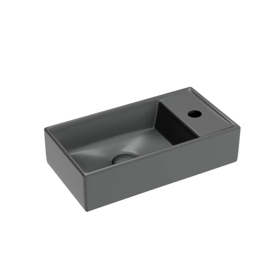 Умывальник подвесной прямоугольный (чаша слева, отверстие под смеситель справа) цвет темный антрацит матовый Element 407x217x100