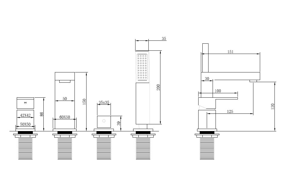 Смеситель ABBER Daheim AF8213B на борт ванны, черный матовый
