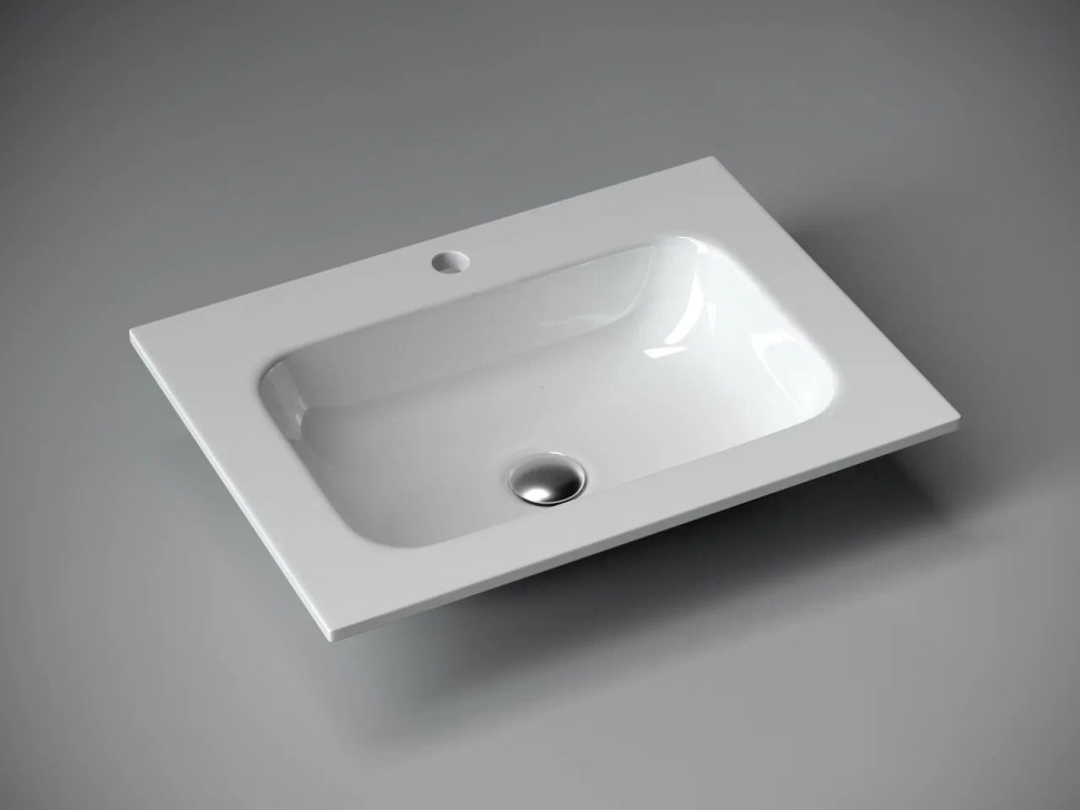 Раковина накладная мебельная Grace прямоугольная, с отверстием под смеситель, 610x457x137 мм, цвет белый