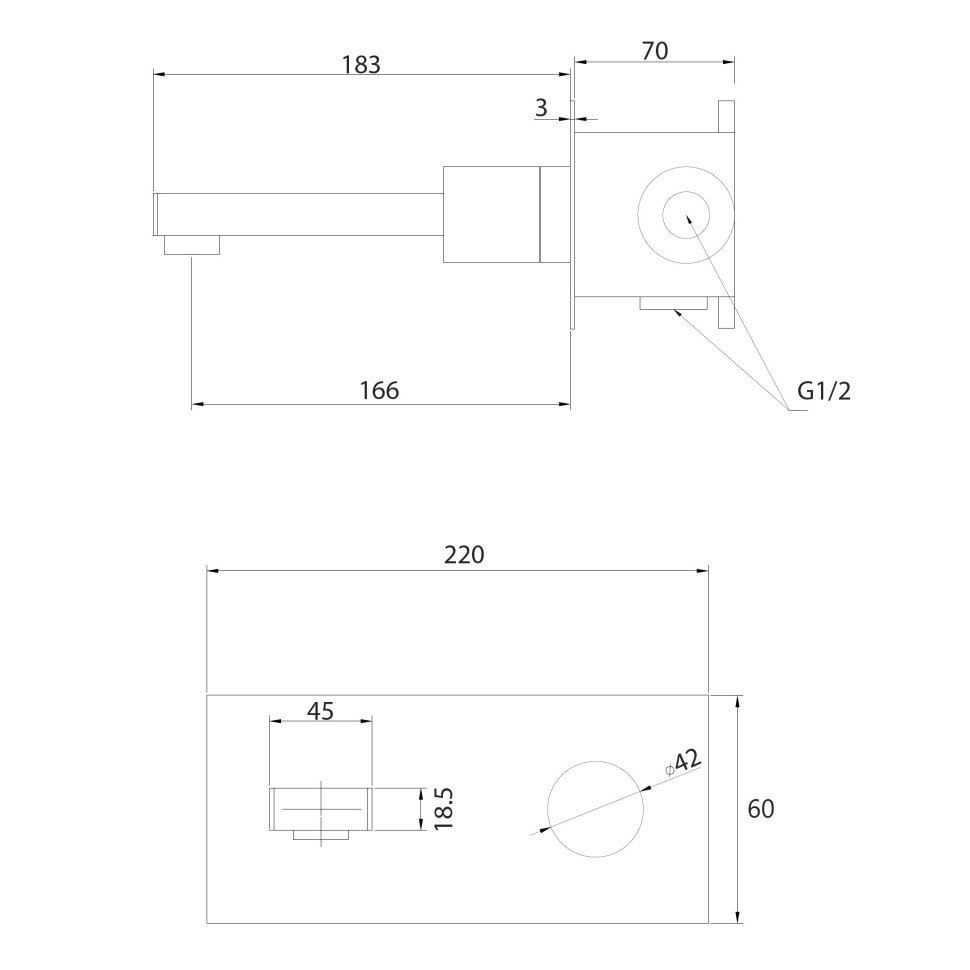 Смеситель ABBER Rund AF8712B для раковины скрытого монтажа, черный матовый