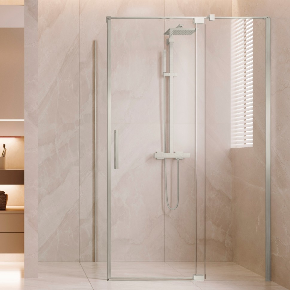 Душевой уголок Экстенза (Extenza) VSR-4EX111290CLBN, 1100/1200*900, брашированный никель, стекло прозрачное