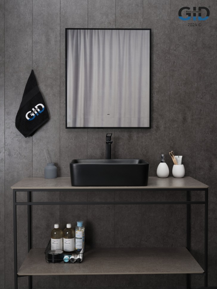 Раковина Gid Bm9103 53374 накладная черная матовая 48x37x13