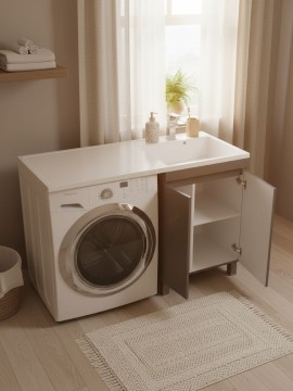 Тумба под стиральную машину напольная Uperwood Magenta 55х50х76,5 см, черная, с дверцами