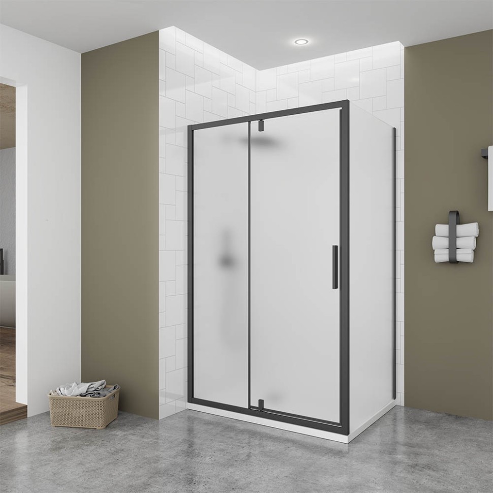 Душевой угол Veconi Ottimo P20SP B, 1200х800х1900 черный матовый, стекло матовое