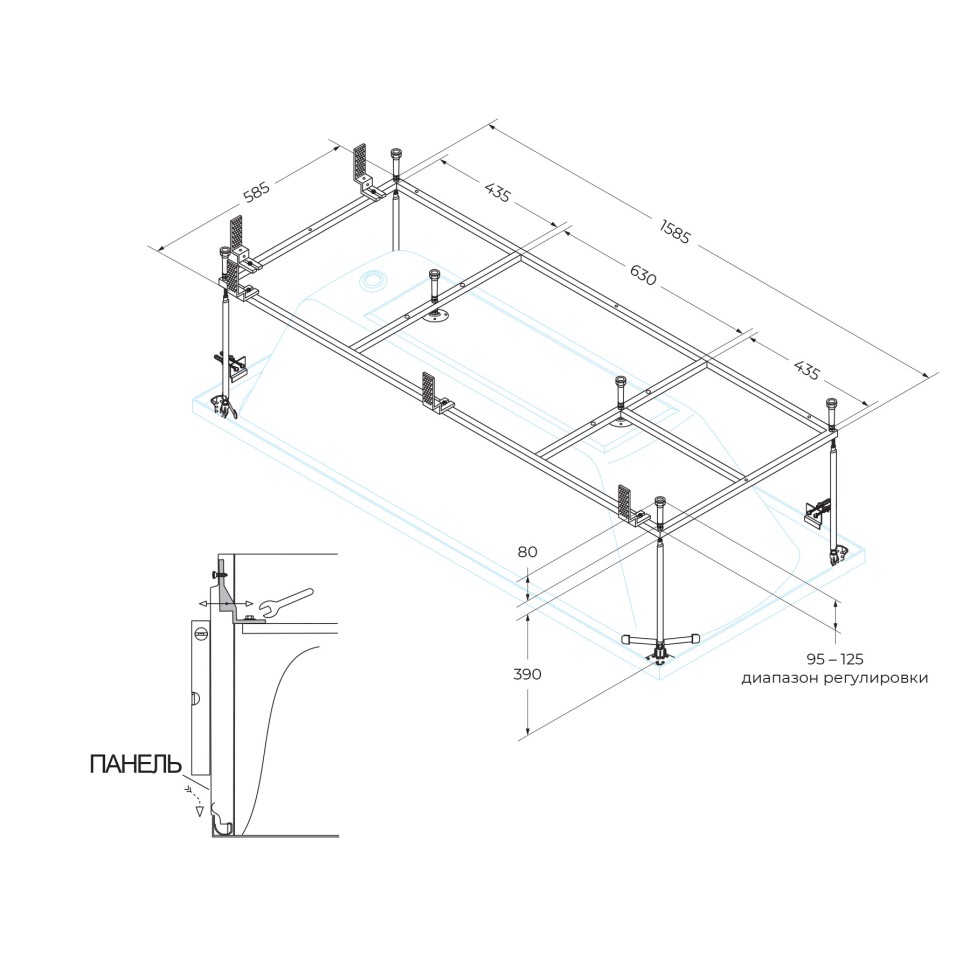 Металлический каркас для акриловой ванны CEZARES EMP-170-70-MF-R