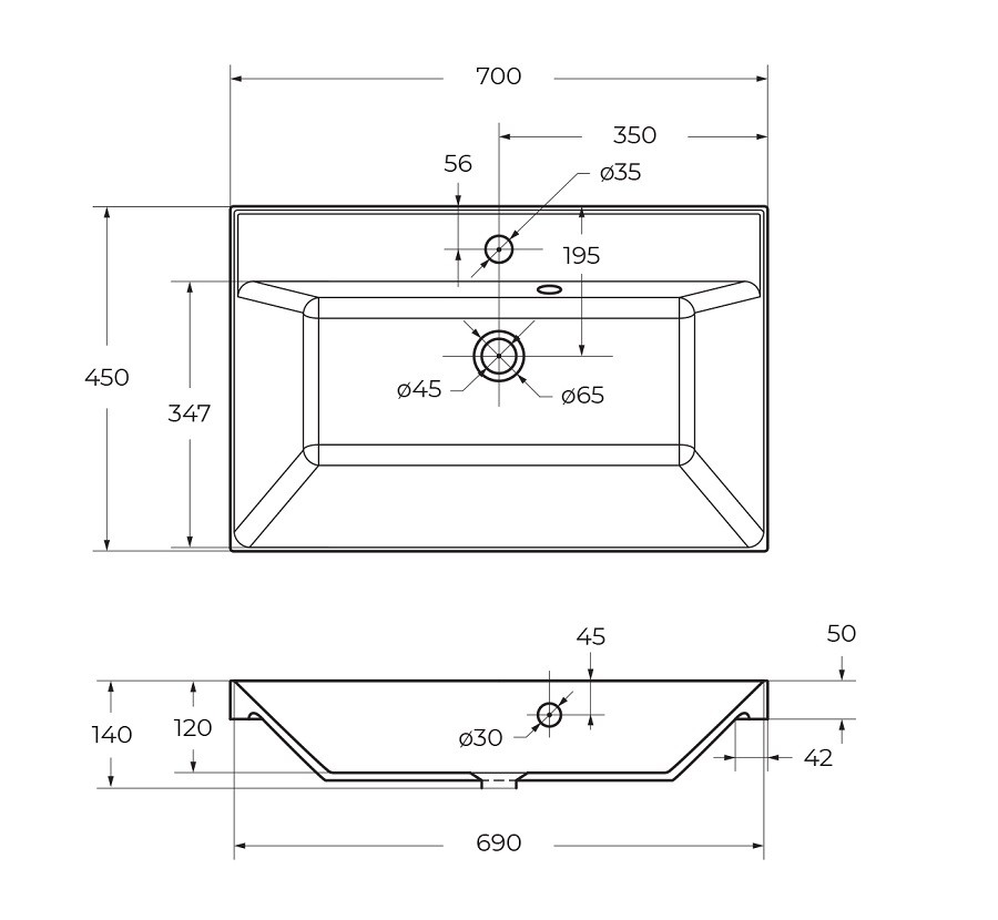 Раковина из искусственного камня BelBagno BB700/450-LV-ART-AST-NERO