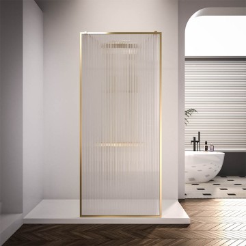 Душевая перегородка Veconi Korato KR-90GF, 1100x2000, брашированное золото, стекло рифленое осветлённое