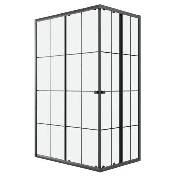 Душевое ограждение Niagara Eco NG-1018-14QKL (100х80х190) прямоугольник,раздвижное,черный,стекло клетка,1 место