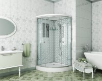 Душевая кабина Niagara Luxe NG-7701W (90x90х210) низкий поддон(15см),дверь раздвижная,стенки серебро,3 места