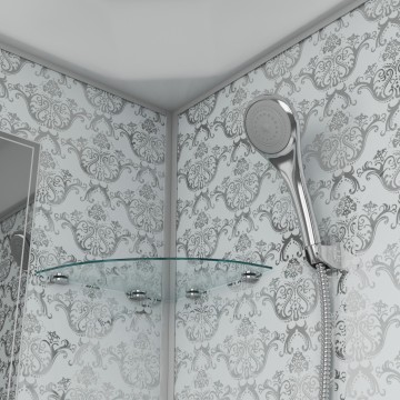 Душевая кабина Niagara Luxe NG-7701W (90x90х210) низкий поддон(15см),дверь раздвижная,стенки серебро,3 места