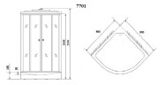 Душевая кабина Niagara Luxe NG-7701W (90x90х210) низкий поддон(15см),дверь раздвижная,стенки серебро,3 места