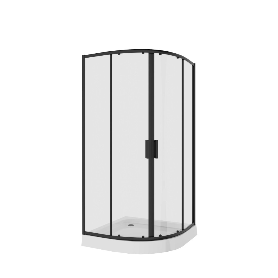 Душевое ограждение Niagara Nova NG-6807-08ВLACK (100х100х190) четверть круга,черный,двери раздвижные,стекло прозрачное,1 место
