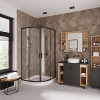 Душевое ограждение Niagara Nova NG-6807-08ВLACK (100х100х190) четверть круга,черный,двери раздвижные,стекло прозрачное,1 место