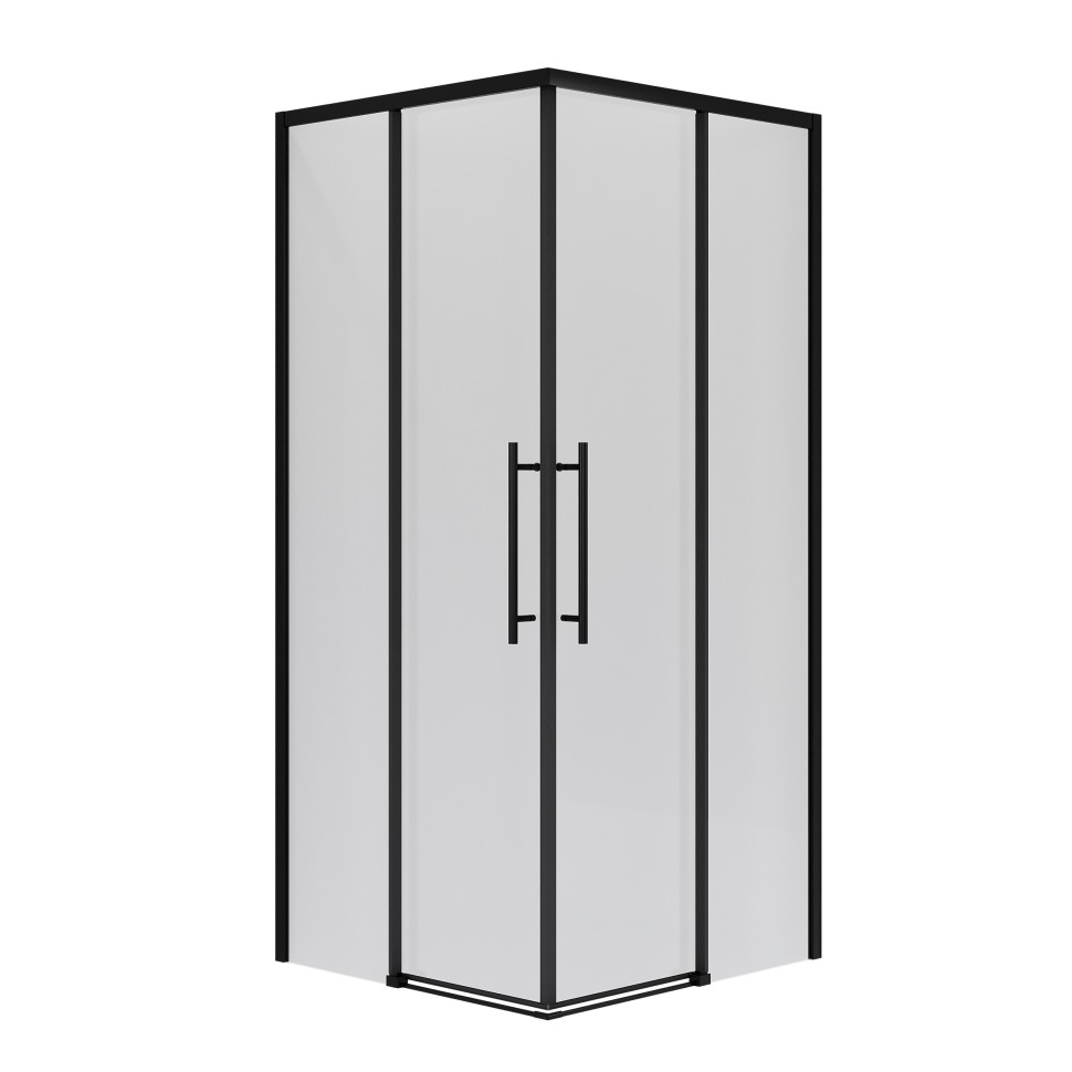 Душевое ограждение Niagara Nova NG-6828-34ВLACK (80х80х195) квадрат,черный матовый,двери раздвижные,стекло прозрачное,1 место