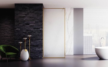 Душевая перегородка Veconi Korato KR-81RG, 800x2000, брашированное золото, стекло дождь New