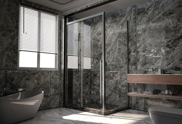 Боковая панель Veconi Premium Trento SP-30GR, 800х2000, брашированный графит, стекло прозрачное
