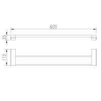 AQM7304MB Tivoli Держатель банного полотенца двойной 600мм, черный матовый