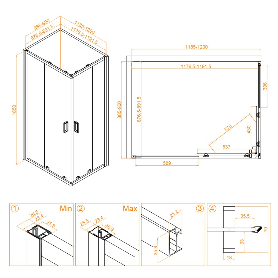 Душевой уголок RGW CL-44 (Прозрачное, 900x1200)