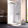 Душевой угол Veconi Rovigo RV-202G, 900x900x1900, брашированное золото прозрачное стекло