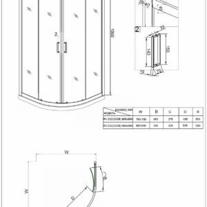 Душевой угол Veconi Rovigo RV-202G, 900x900x1900, брашированное золото прозрачное стекло
