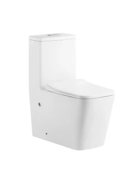 Унитаз напольный Grossman Classic GR-4486SQ (670х360х800) безободковый,белый,моноблок с тонкой крышкой,микролифт,смыв торнадо,1 мест