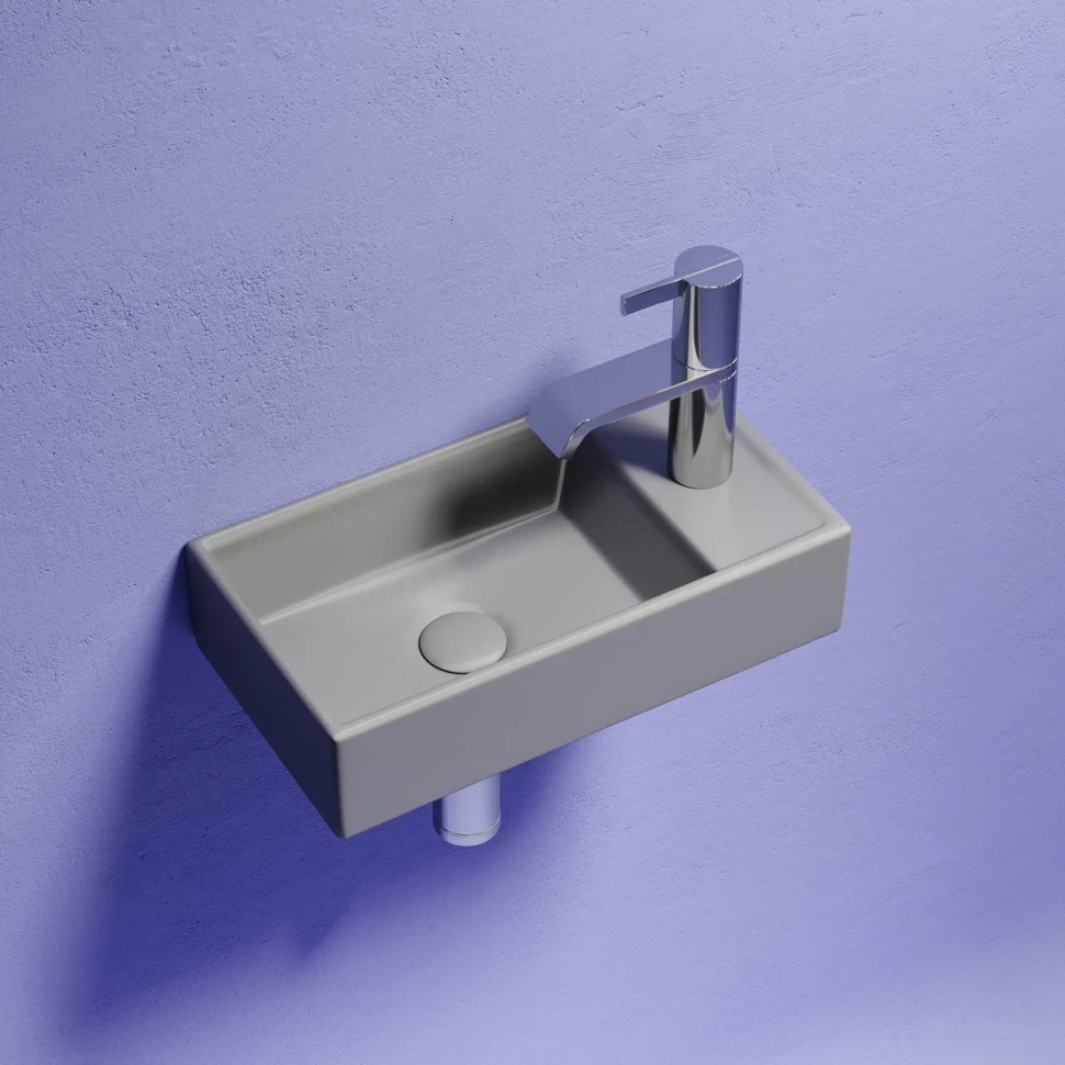 Умывальник подвесной прямоугольный (чаша слева, отверстие под смеситель справа) цвет антрацит матовый Element 407x217x100