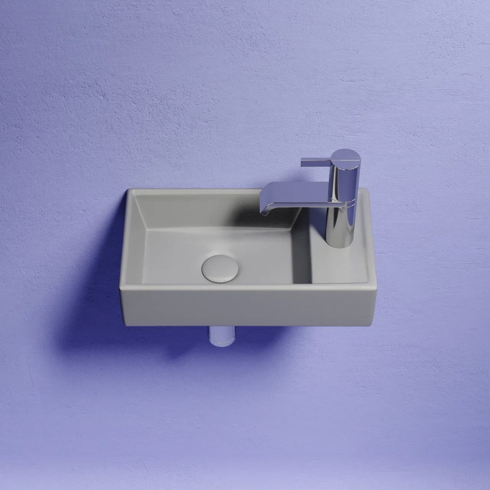 Умывальник подвесной прямоугольный (чаша слева, отверстие под смеситель справа) цвет антрацит матовый Element 407x217x100