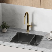 Смеситель для кухни SANCOS Grand с вытяжным изливом, цвет брашированное золото, PVD покрытие, арт. SC4002BG