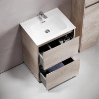 Тумба под раковину SANCOS Libra Floor напольная, 690х450х840, c двумя ящиками оснащенными доводчиками, дуб галифакс натуральный, арт. LB70FEG