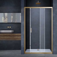 Душевая дверь Alpha VDS-3AL150CLG, 1500, брашированное золото, стекло прозрачное