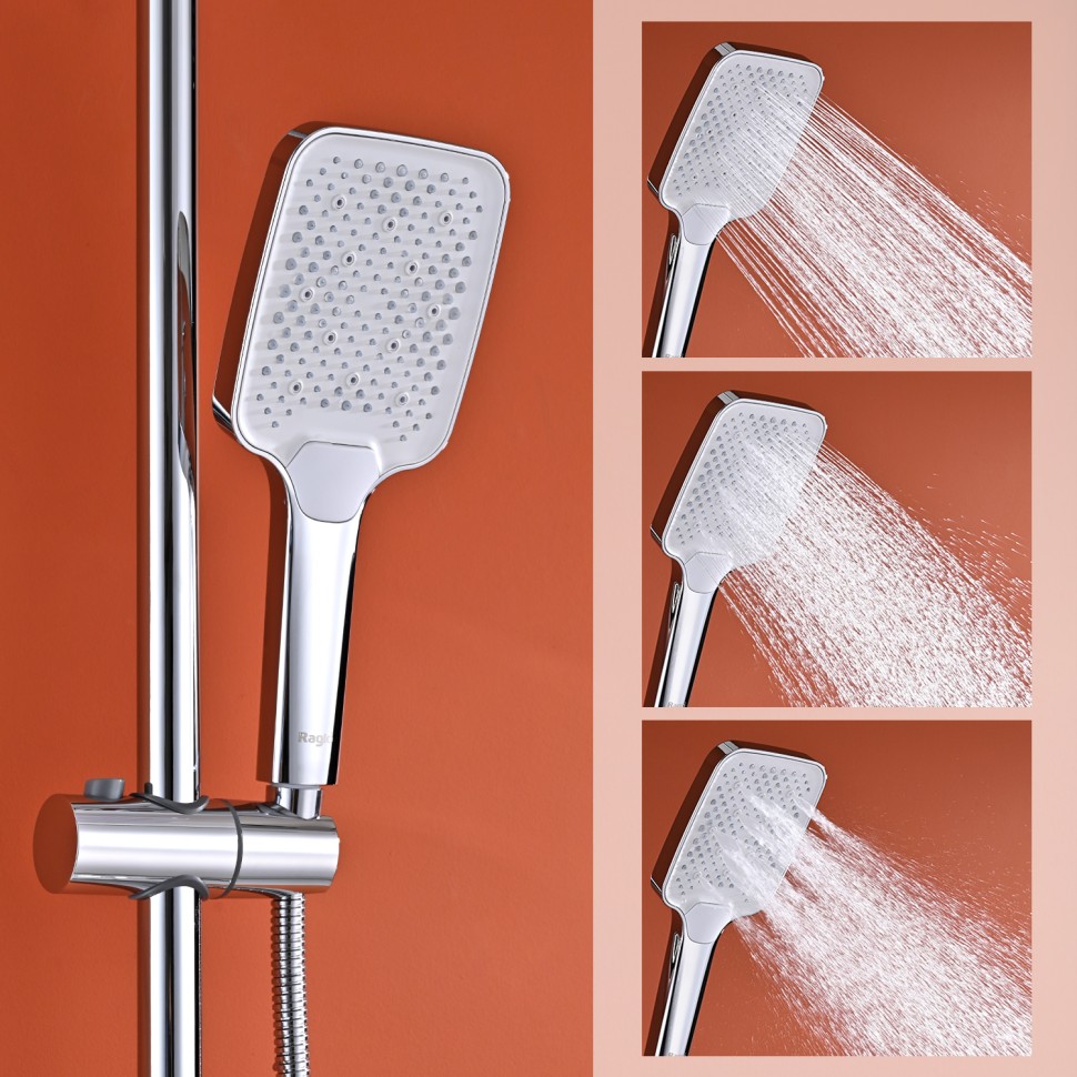 Душевая система Raglo с термостатом для ванны хром