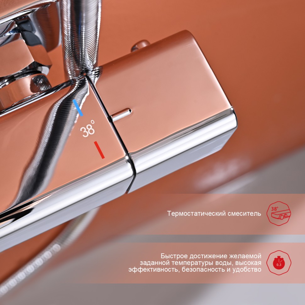 Душевая система Raglo с термостатом для ванны хром